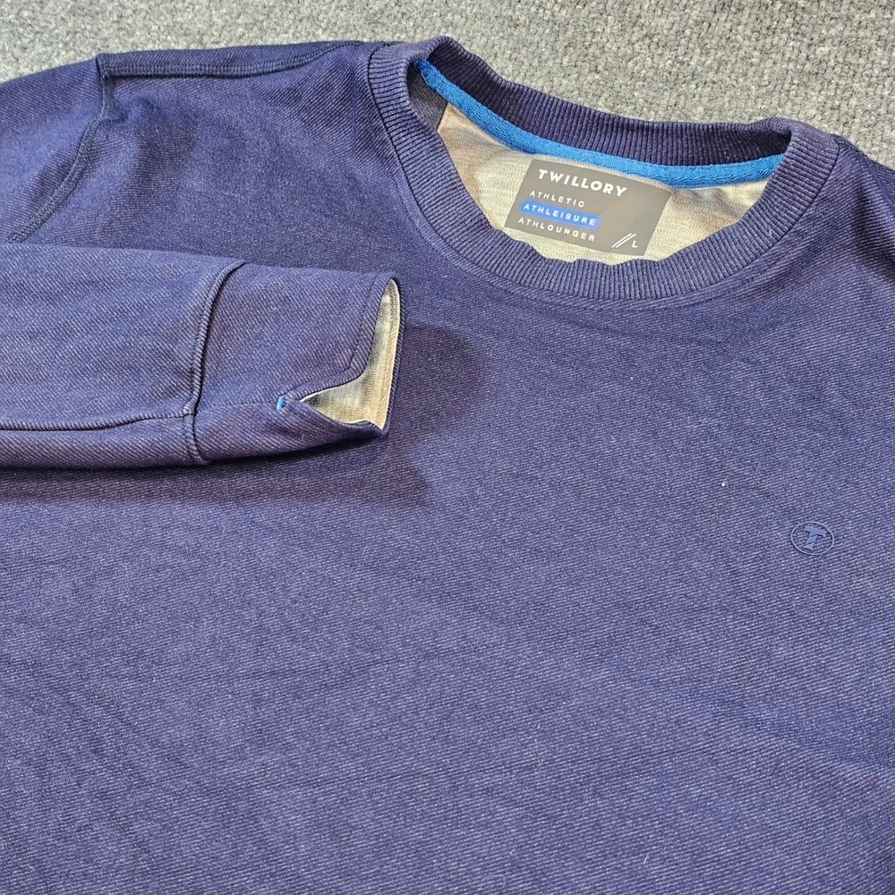 TWILLORY Athleisure Athletic Pullover Sweatshirt Men's Size L Navy Zipper Pocket
